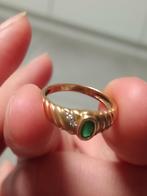 Prachtige 18k gouden ring met smaragden en diamanten edelste, Handtassen en Accessoires, Ringen, Goud, Goud