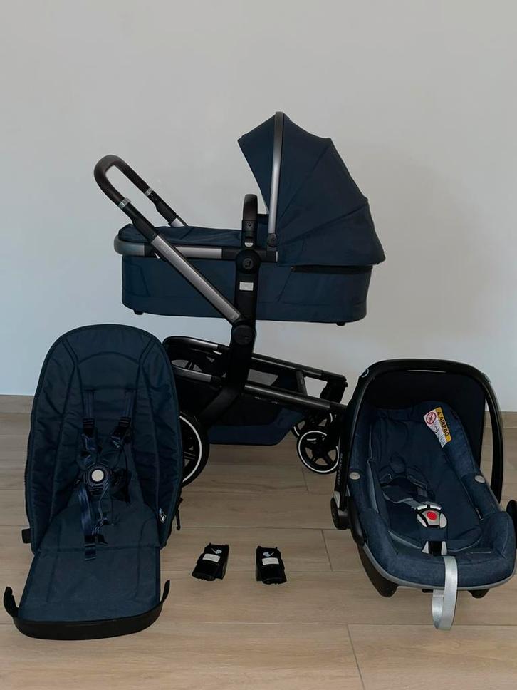 Joolz Day + | Joolz Day + Poussette - 3 en 1 bleu marine, Enfants & Bébés, Buggys, Comme neuf, Maxi-Cosi, Protection de pluie