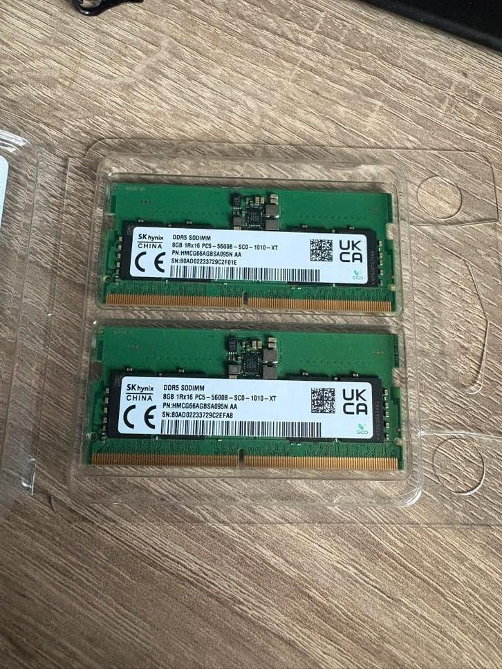 16GB 2x 8GB DDR5 SODIMM 5600Mhz laptop ramgeheugen SK Hynix, Computers en Software, RAM geheugen, Zo goed als nieuw, Laptop, 16 GB