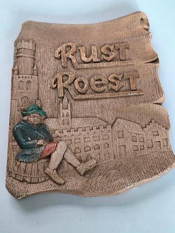 Oud wandbord 'Rust roest' beschikbaar voor biedingen