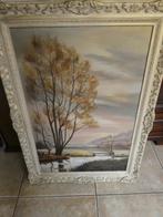 schilderij bomen langs waterkant.prijsdaling., Ophalen