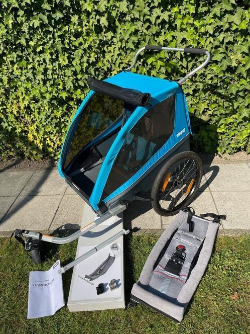 Fietskar Thule Coaster 2 XT Blue + babyhangmat + 2 koppeling, Fietsen en Brommers, Fietsaccessoires | Overige Fietsaccessoires