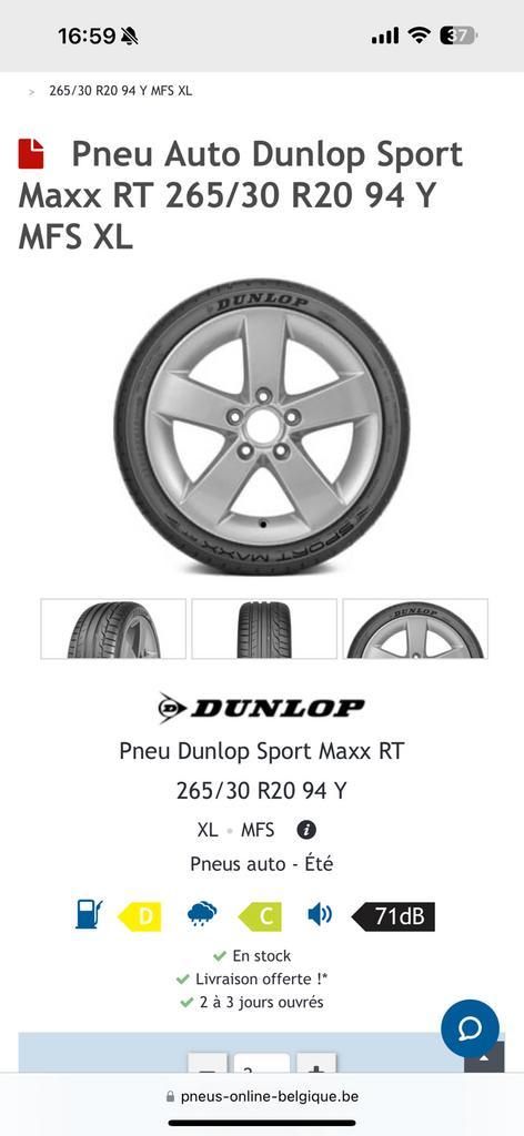 2 Pneus Dunlop 265/30R20, Auto-onderdelen, Banden en Velgen, Band(en), Ophalen
