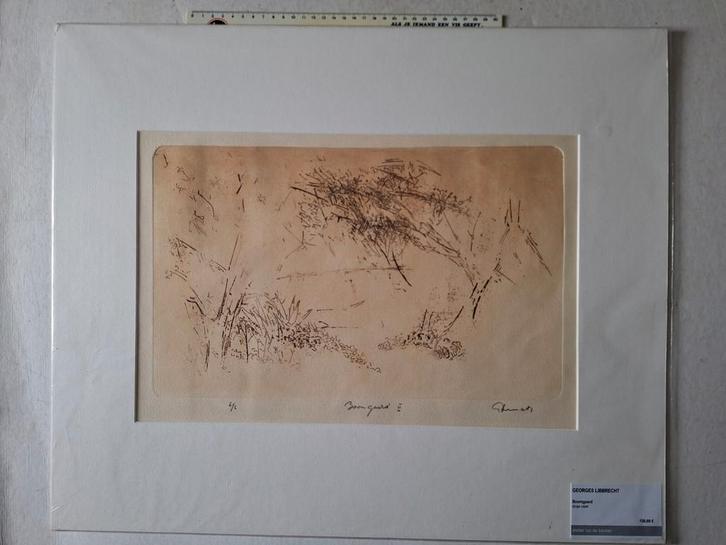 Ets / droge naald van Georges Libbrecht "Boomgaard II", Antiek en Kunst, Kunst | Etsen en Gravures, Ophalen of Verzenden