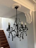 Lustre à pampilles noires, Huis en Inrichting, Ophalen of Verzenden, Gebruikt, Metaal, Baroque