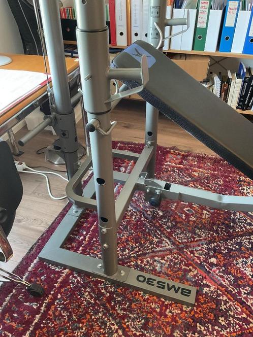 BM530 opvouwbare bank met katrol + gewicht + transport, Sport en Fitness, Fitnessmaterialen, Gebruikt, Fitnessbank, Armen, Benen