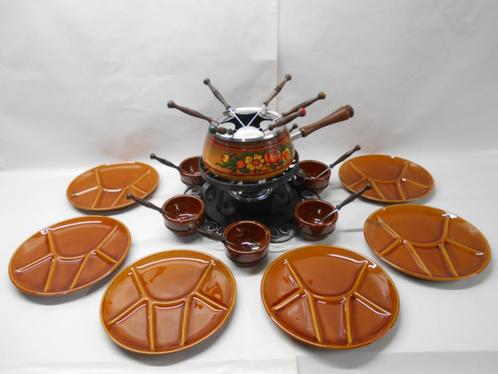 VINTAGE FONDUE SET 6 PERSONEN COMPLEET, Elektronische apparatuur, Fonduesets, Zo goed als nieuw, Fonduepan, Brander, Ophalen