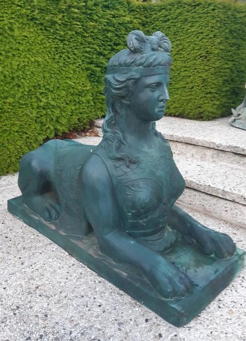 BRONZEN UITZONDERLIJKE SFINXEN  OPDRAHT VAN KLANT TOPSTUKKEN, Tuin en Terras, Tuinbeelden, Zo goed als nieuw, Overige typen, Ophalen of Verzenden