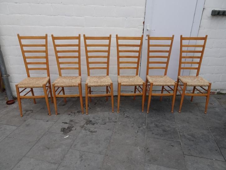 6 ITALIAANSE DESIGN STOELEN VINTAGE ITALY, Antiek en Kunst, Antiek | Meubels | Stoelen en Sofa's, Ophalen