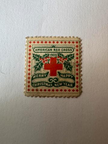 Kerststicker 1909 Amerikaanse Rode Kruis rode kruis zeldzaam beschikbaar voor biedingen