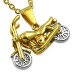 Pendentif moto chopper bicolore en acier inoxydable, Bijoux, Sacs & Beauté, Enlèvement ou Envoi, Neuf