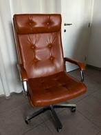Vintage bureaustoel in bruin leder, Huis en Inrichting, Ophalen, Zo goed als nieuw, Bruin, Bureaustoel