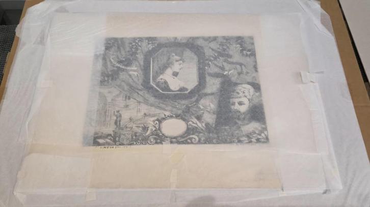 Hugo-familie+unieke print+originele gravure, Antiek en Kunst, Kunst | Etsen en Gravures, Ophalen of Verzenden