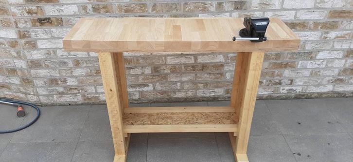 Werkbank houten werktafel stevige werkbank+incl bankschroef, Doe-het-zelf en Bouw, Werkbanken, Nieuw, Bankschroef, Ophalen
