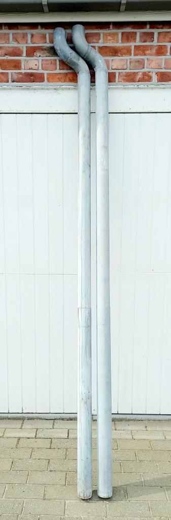 TUYAU DE DESCENTE GRÖMO en zinc + courbes. Longueur 271 cm., Jardin & Terrasse, Barils de pluie, Utilisé, Métal, Enlèvement
