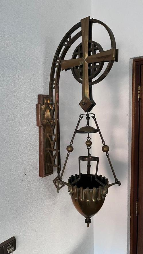 Authentieke Godslamp, Kerkelijk Wandornament in Messing, Verzamelen, Religie, Gebruikt, Christendom | Katholiek, Overige typen