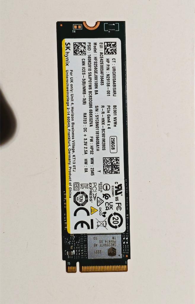 PCIe Gen4x4 256gb nvme m.2 ssd, Computers en Software, Harde schijven, Zo goed als nieuw, Laptop, Intern, SSD, Ophalen of Verzenden