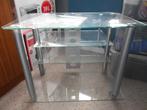 te koop glassen tv kast, Glas, Comme neuf, 100 à 150 cm, Enlèvement