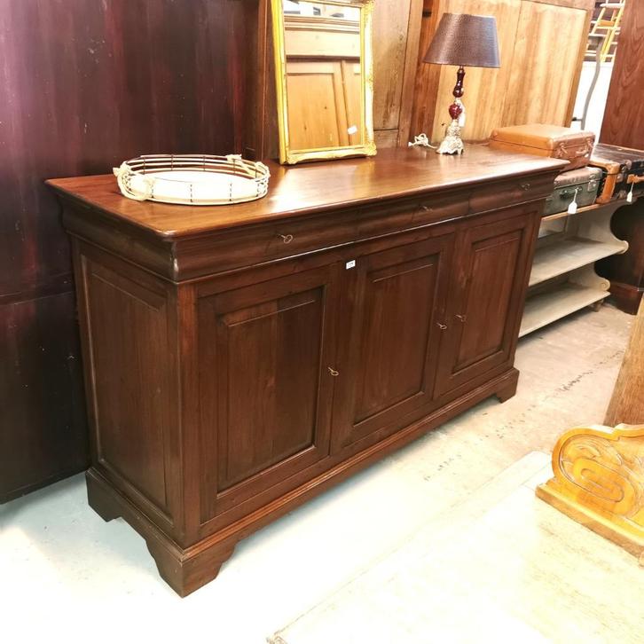 Lange zware antieke Louis Philippe dressoir L 203 H 116 D 61, Antiek en Kunst, Curiosa en Brocante, Ophalen