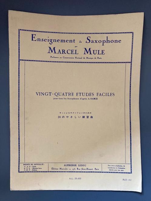 Partition saxophone Marcel Mule - 24 études faciles, Musique & Instruments, Partitions, Utilisé, Leçon ou Cours, Saxophone, Enlèvement