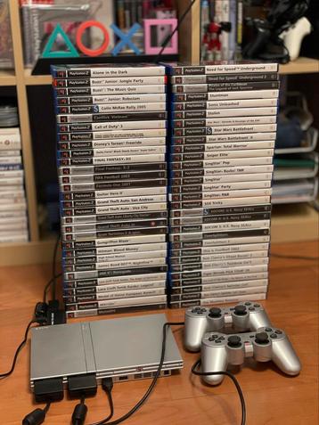 PS2 + 2 Controllers + 60 Games