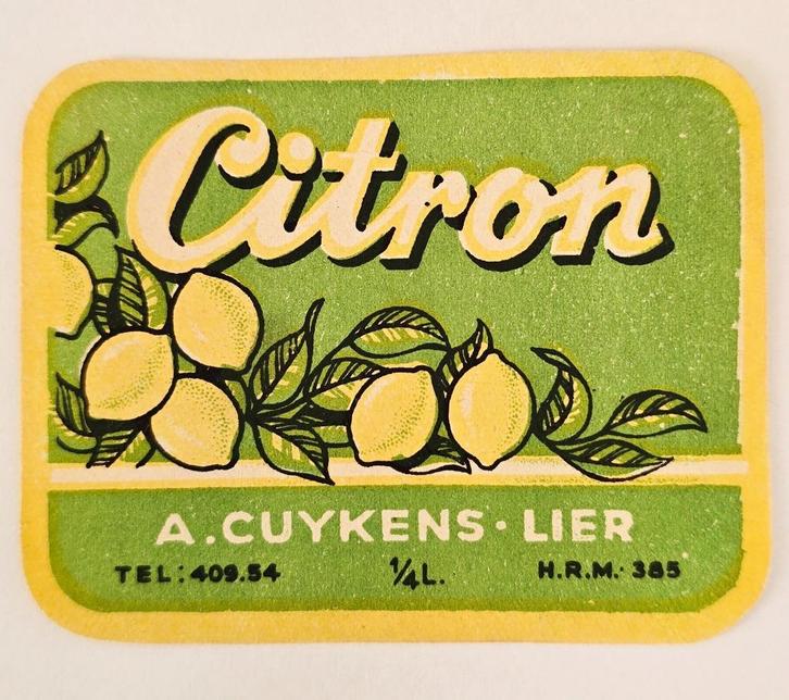 Citron A.Cuykens Lier Etiquette  Label 35, Verzamelen, Biermerken, Zo goed als nieuw, Overige typen, Overige merken, Verzenden