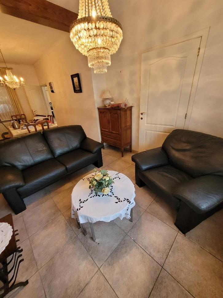 Mooie lederen salon, Huis en Inrichting, Zetels | Zetels, Zo goed als nieuw, Rechte bank, Driepersoons, 150 tot 200 cm, 75 tot 100 cm