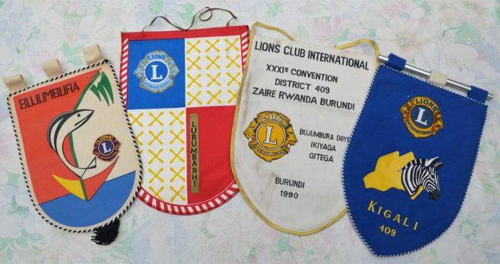 Vlagjes Lions Club, Congo, Kigali, Lubumbashi, Bujumbura., Diversen, Vlaggen en Wimpels, Gebruikt, Ophalen of Verzenden