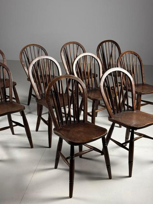 10x Windsor stoel Engels antiek, Antiek en Kunst, Antiek | Meubels | Stoelen en Sofa's, Ophalen