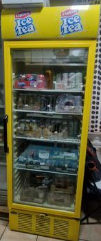 Te koop: Gele Carrier Koelvitrine – Lipton Ice Tea look, Zakelijke goederen, Horeca | Keukenapparatuur, Ophalen