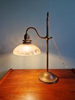 Art Deco bureaulamp van messing en melkachtig glas, 1920-30, Ophalen of Verzenden