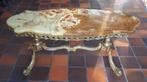 Table basse vintage dorée de style empire avec marbre onyx, Antiquités & Art, Enlèvement ou Envoi