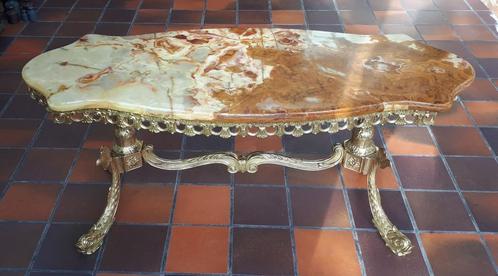 Table basse vintage dorée de style empire avec marbre onyx, Antiquités & Art, Antiquités | Meubles | Tables, Enlèvement ou Envoi