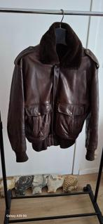 LEREN BOMBERJACK met voering voor vintage winter, Kleding | Heren, Ophalen of Verzenden, Gedragen, Maat 48/50 (M), Bruin