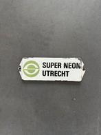 Oud emaille reclame deur post bordje Super Neon Utrecht, Ophalen of Verzenden, Gebruikt, Reclamebord