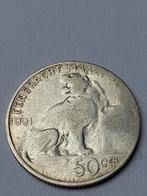 Leopold ll zittende leeuw 50 centiem  1901 vlaams opschrift, Ophalen of Verzenden, Zilver, Zilver