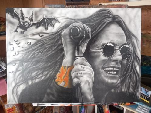 Ozzy osbourne op canvasdoek, Antiek en Kunst, Kunst | Schilderijen | Modern, Ophalen
