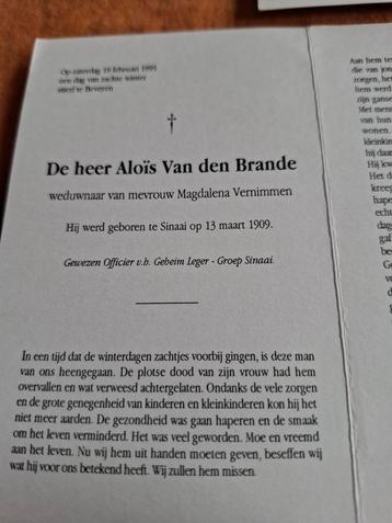 Bidprentje gewezen officier v.h. geheime leger, groep sinaai, Enlèvement ou Envoi, Image pieuse