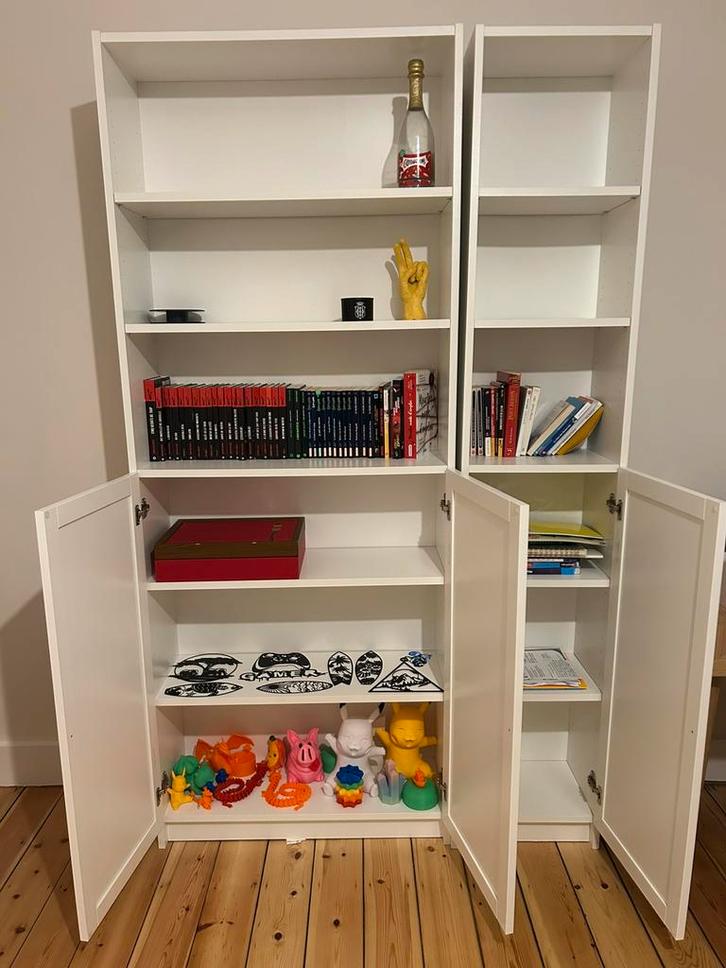 Twee witte Billy opbergkasten, Huis en Inrichting, Kasten | Stellingkasten, Ophalen