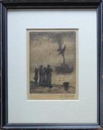 KURT PEISER / RETOUR DE PECHE / ZW-W ETS / 23x19cm / KADER, Ophalen of Verzenden