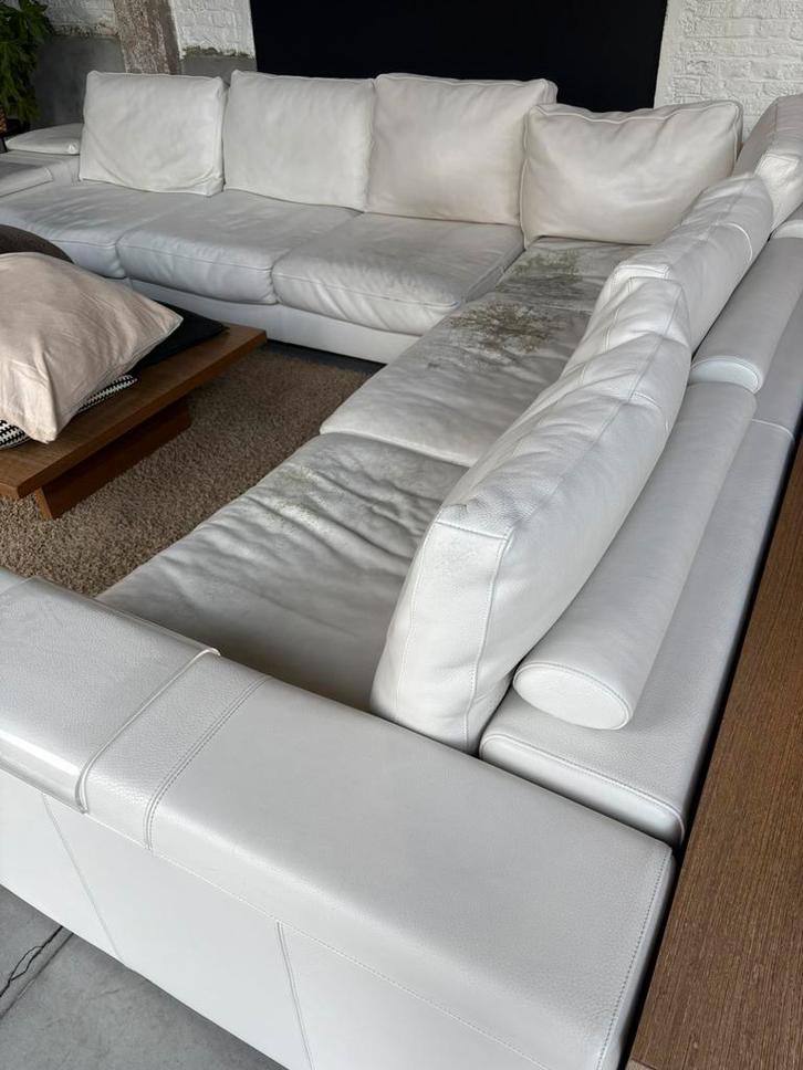 Grote Natuzzi zetel – wit, Huis en Inrichting, Zetels | Complete zithoeken, Gebruikt, Leer, Ophalen