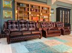 Engels Chesterfield 3+2+1 zetels roodbruin GRATIS GELEVERD, Ophalen of Verzenden, Leer