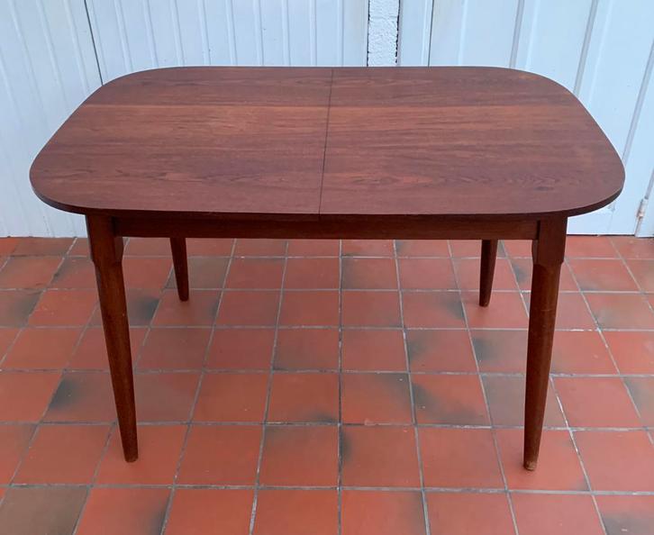 Scandinavische vintage teakhouten eettafel, Huis en Inrichting, Tafels | Eettafels, Gebruikt, Teakhout, Ophalen
