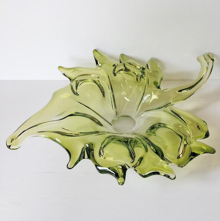 Grote bladvormige schaal, Murano-stijl, vintage design, Huis en Inrichting, Woonaccessoires | Schalen en Manden, Gebruikt, Schaal