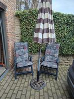 2x chaises pliable plus coussins et œdème de parasol, Enlèvement