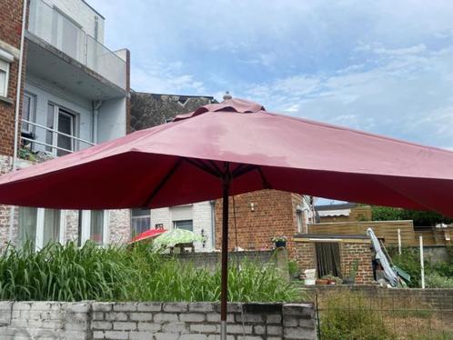 Parasol rectangulaire + pied en fer, Jardin & Terrasse, Parasols, Utilisé, Parasol sur pied, 2 à 3 mètres, Réglable, Étanche, Enlèvement