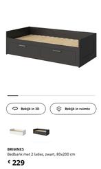 Ikea bedbank met 2 lades en eenpersoonsmatras te koop, Huis en Inrichting, Ophalen, Zo goed als nieuw, Zwart