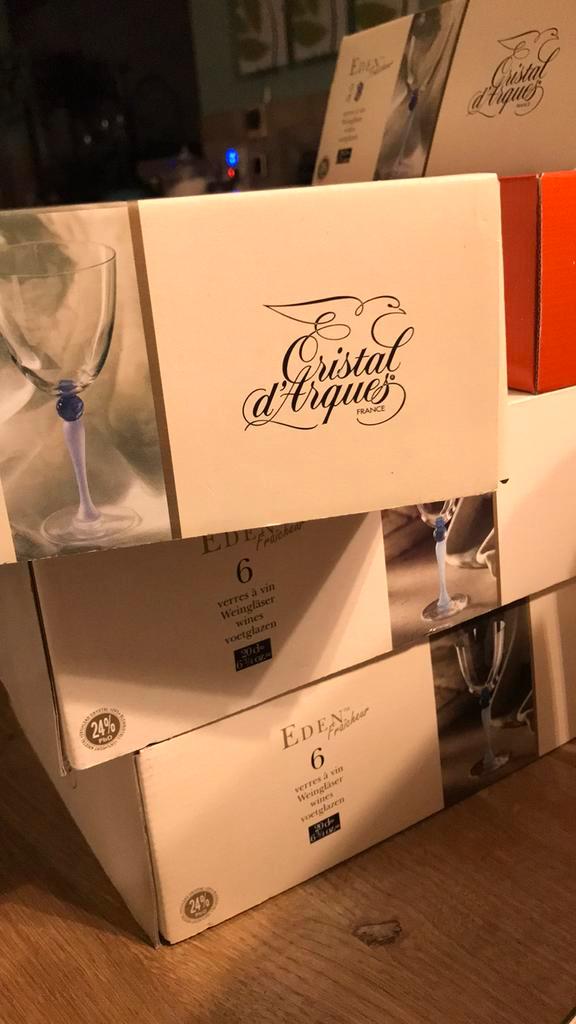 35 Arques kristallen glazen lot Eden Freshness collectie, Elektronische apparatuur, Koffiemachine-accessoires, Zo goed als nieuw