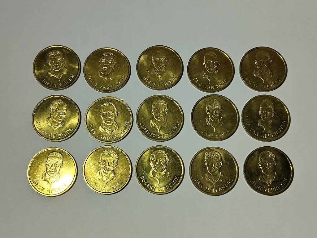 15 KBVB-verzamelmunten, Lic. BMC-België, Verzamelen, Overige Verzamelen, Zo goed als nieuw, Ophalen