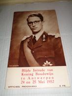 koning Boudewijn - officieel programma 1952, Verzamelen, Ophalen of Verzenden, Zo goed als nieuw